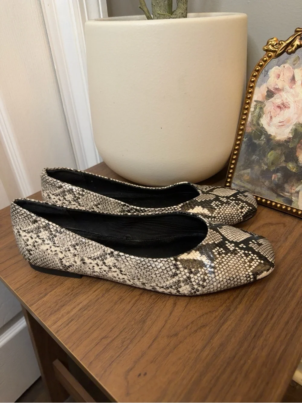 Steve Madden Snakeskin Square Toe Ballet Flats Size 8.5 Y2K